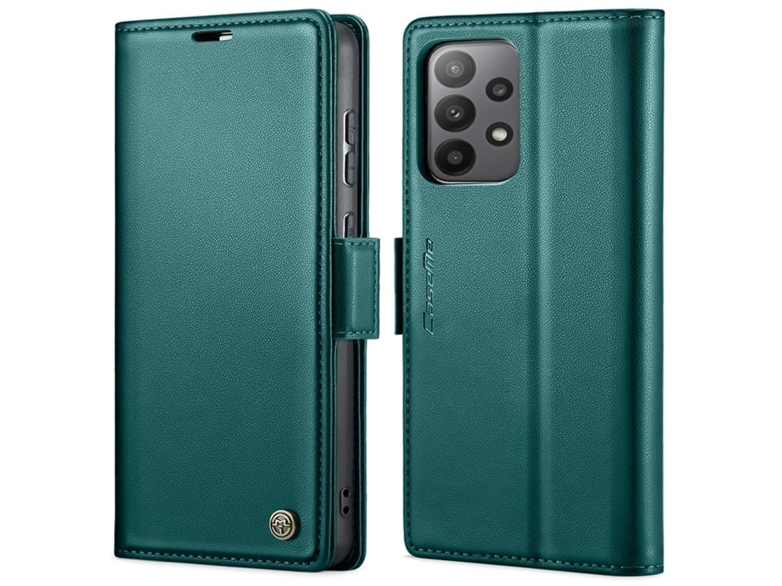 Capa Para Samsung Galaxy A33 5g Borboleta Fivela Litchi Textura De Telefone De Couro Rfid Antirroubo Azul Perolado