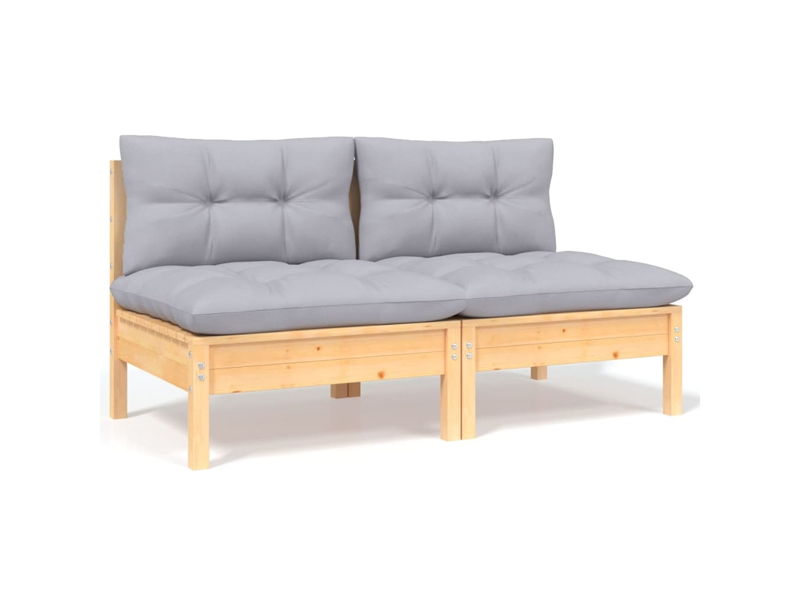 2-seater Garden Sofa, 2-seater Garden Sofas Vidaxl Cinzeto Madeira De Pinho (n/a)