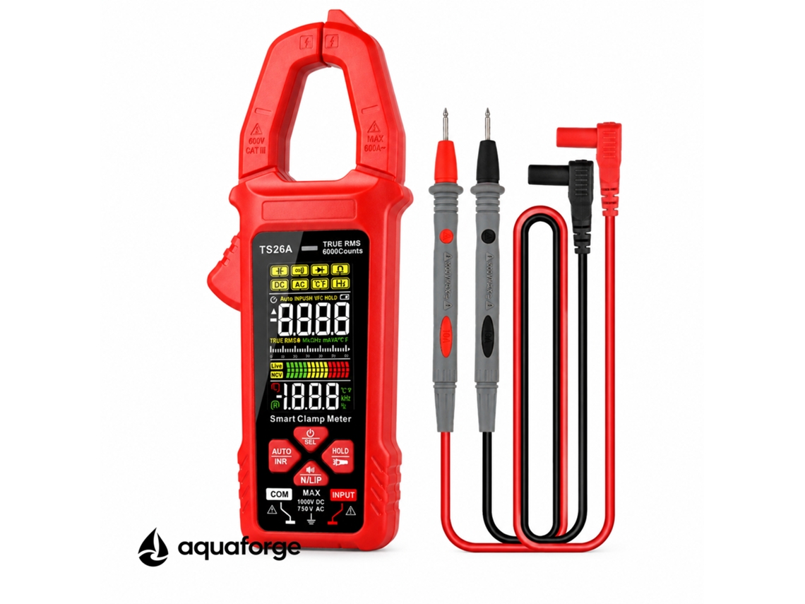 Alicate Amperimétrico Aquaforge Ts26a, 600a, Ncv