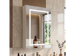 Armário de banheiro com espelho LED inteligente, alumínio inox 70x50x13 cm LAZYSPACE