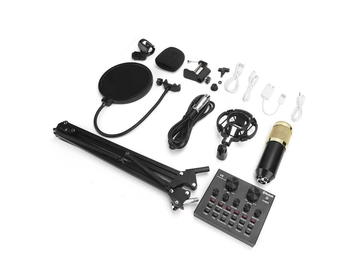 Microfone Capacitivo LAXISCREED com Mixer e Placa de Som
