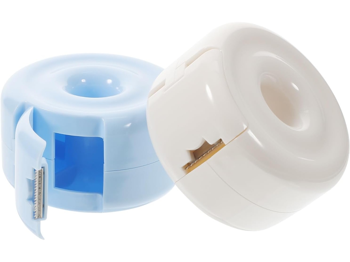 Dispensador portátil de fita adesiva de 2 peças para mesa e casa, cortador profissional com bordas lisas e altas.