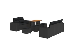Sofá De Jardim Vidaxl Preto Vime Pe (90 X 55 X 71 Cm)