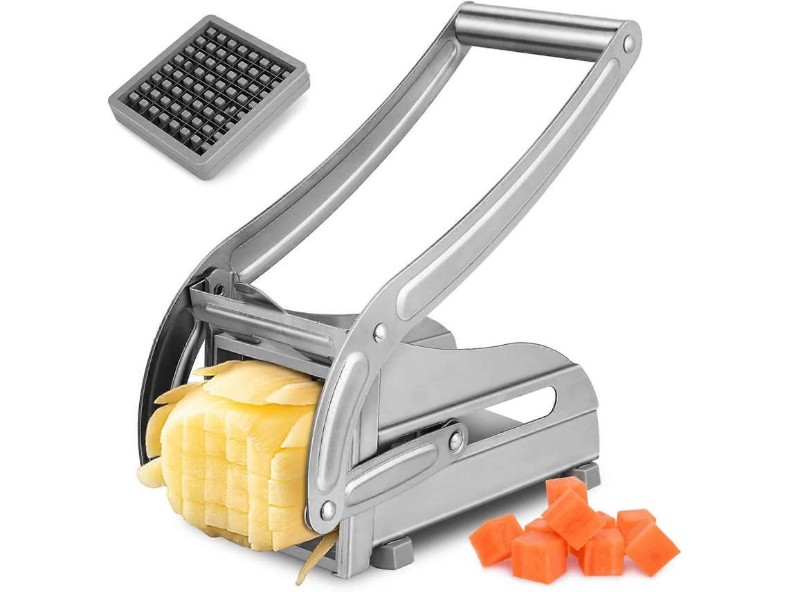 Cortador de Batatas Profesional de Acero Inoxidable com Lâmina Intercambiável e Ventosa Antideslizante