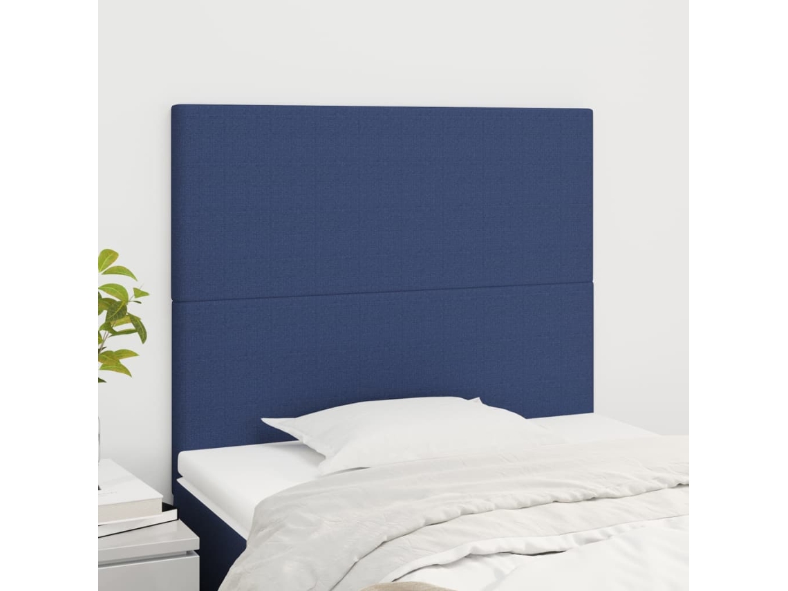 Vidaxl Cabeceira Azul 100x5x118/128 Cm Tecido