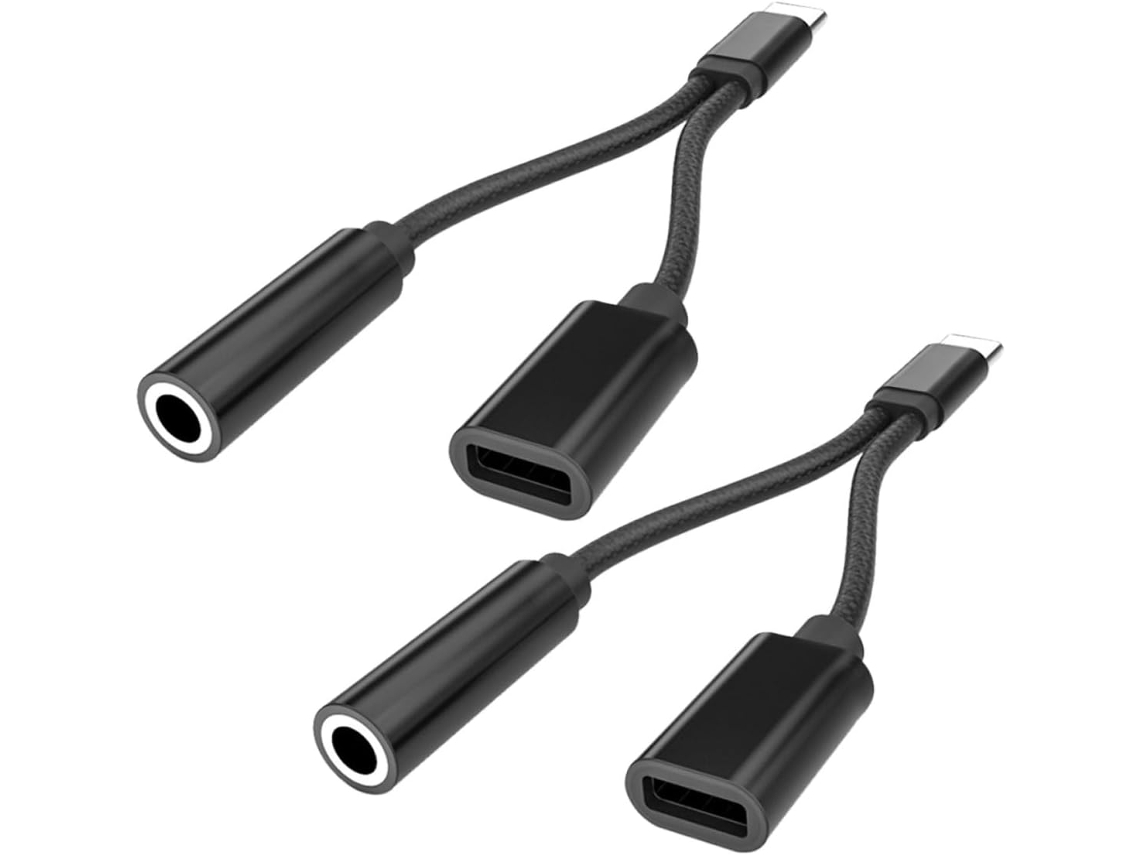 Adaptador Usb Tipo C De 2 Peças Para Áudio E Carregamento, Compacto