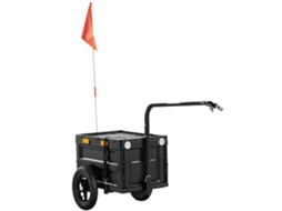 Reboque para Bicicleta Cargo, Dobrável, Caixa Plástica 65L, Tampa Rápida, 145x51.5x72cm, Preto BTFORUS