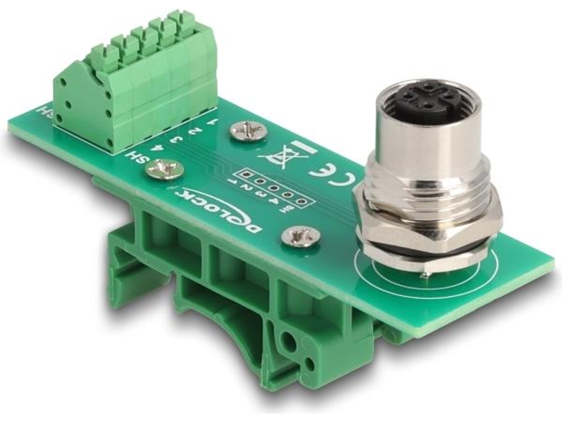 M12übergabemodul Adapter 4 Pin A Kodiert Buchse Zu 5 Terminalblock Für Delock (60658)