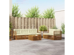 Vidaxl Conjunto De Sofás Para Exterior 6 Unid. Natural E Creme