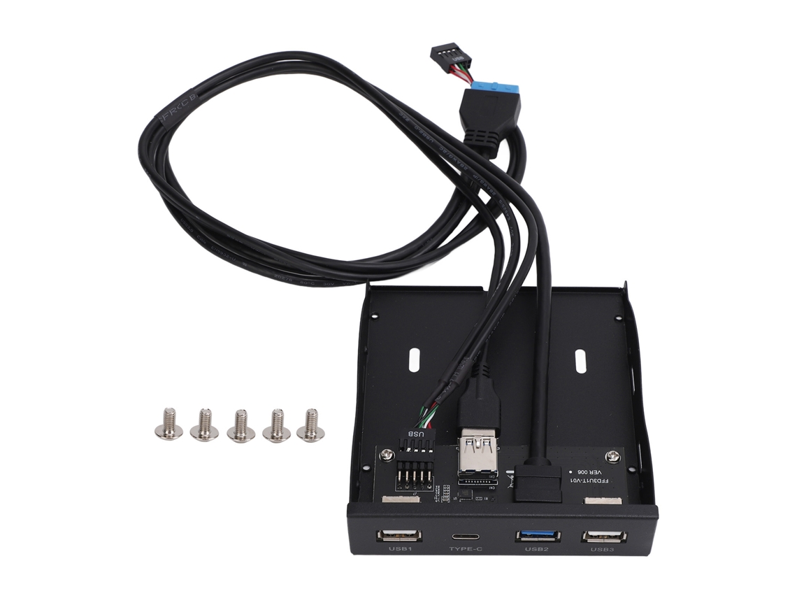 Painel Frontal De Hub Com 4 Portas Usb3.2 Gen1 Type C E Unidade De Disquete De 3.5 Polegadas 5gbps 19pin