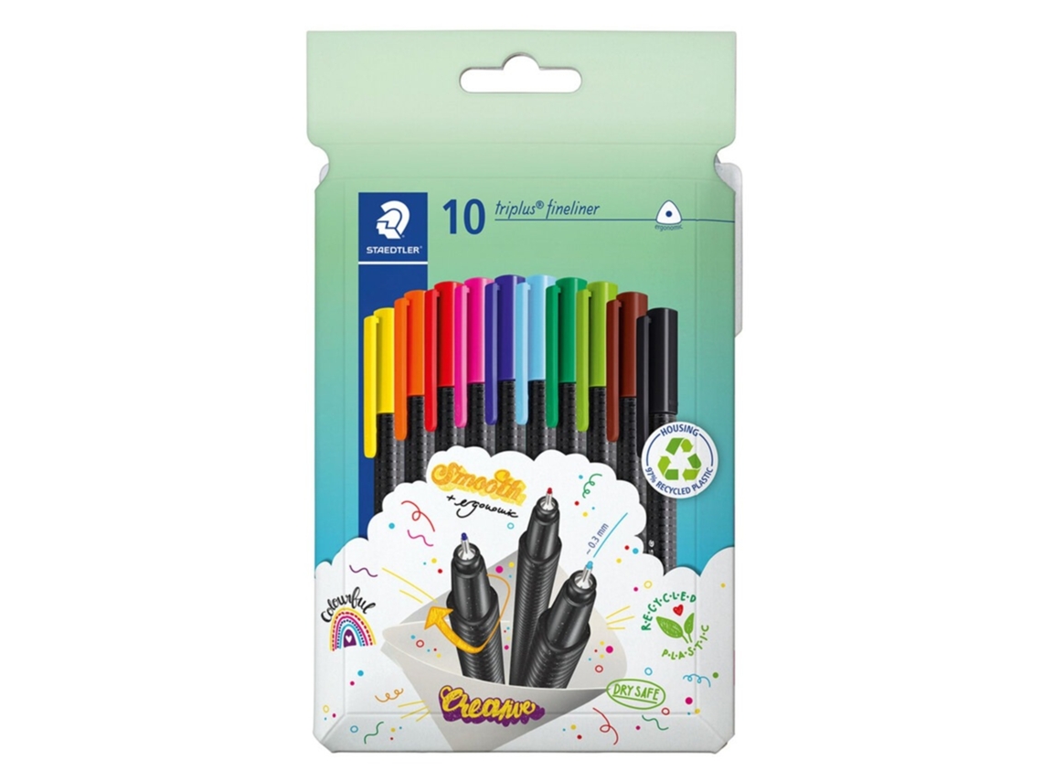 Marcador Fineliner STAEDTLER Triplus, Ponta de 0, 3 Mm, 10 Cores