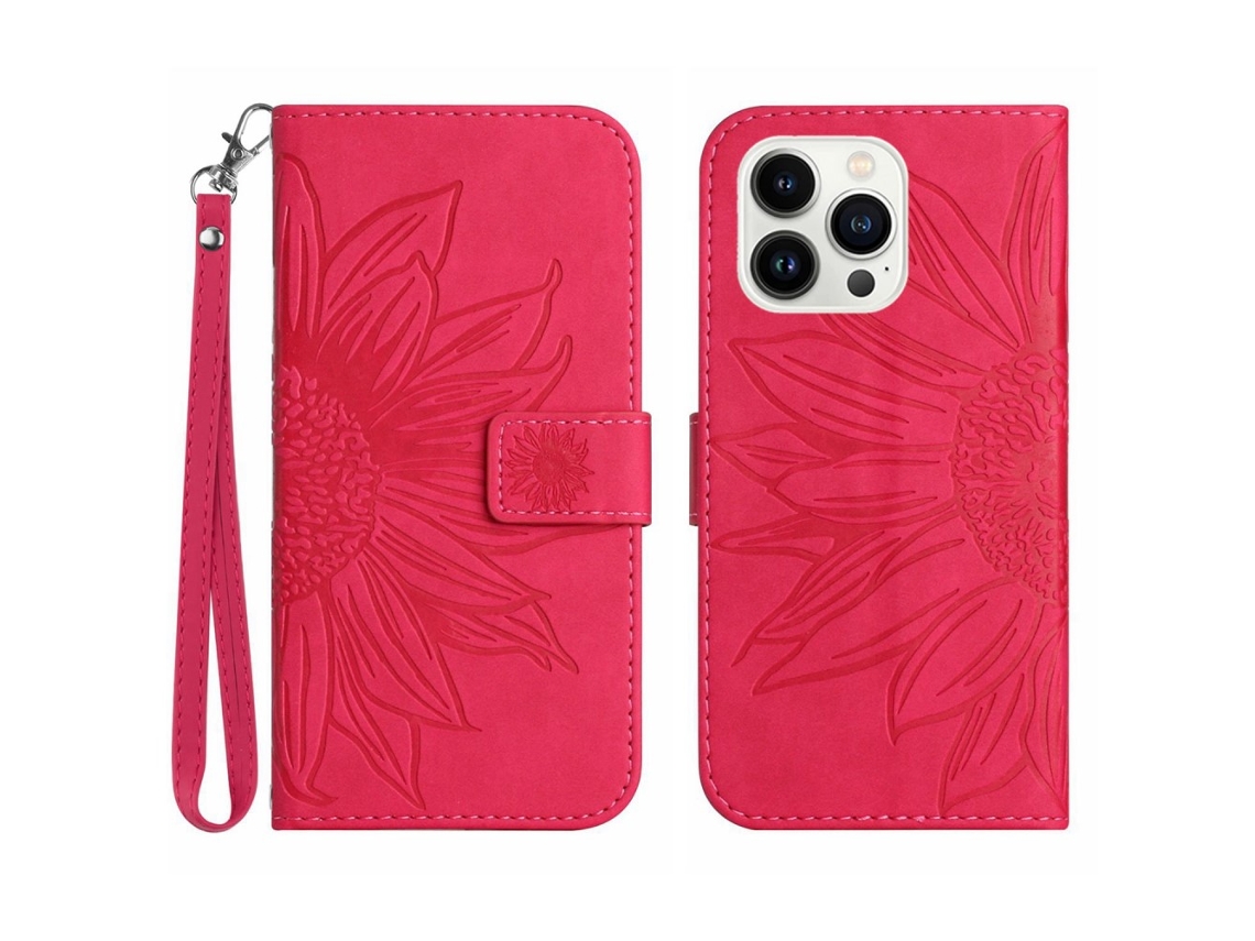 Capa Padrão Flores Pega Para Iphone 15 Pro Pele Sintética Multicor