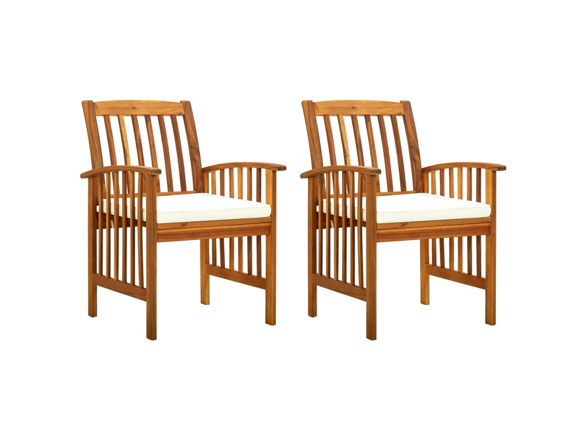 Vidaxl Cadeiras De Jantar P/ Jardim 2 Pcs C/ Almofadões Acácia Maciça
