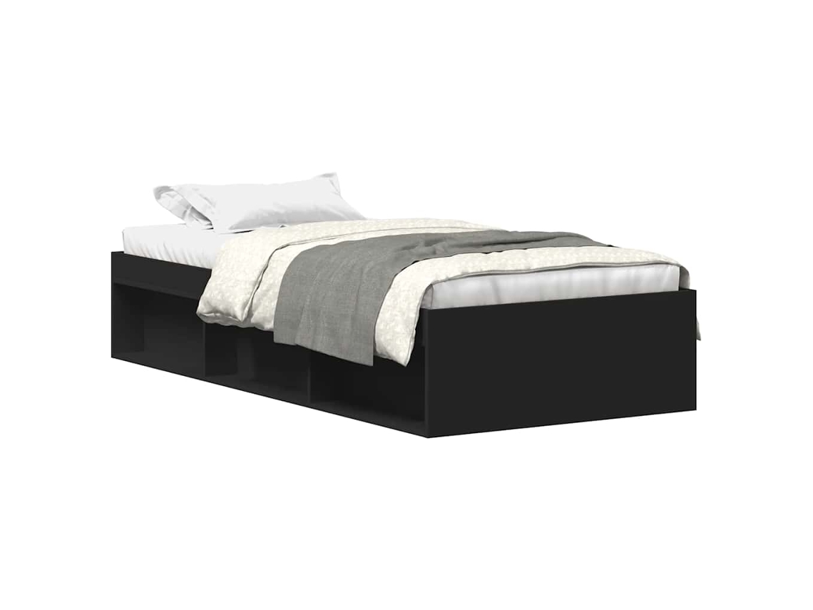 Bed Frame, Bed Frames Vidaxl Preto Madeira Processada (90 X 190 Cm)