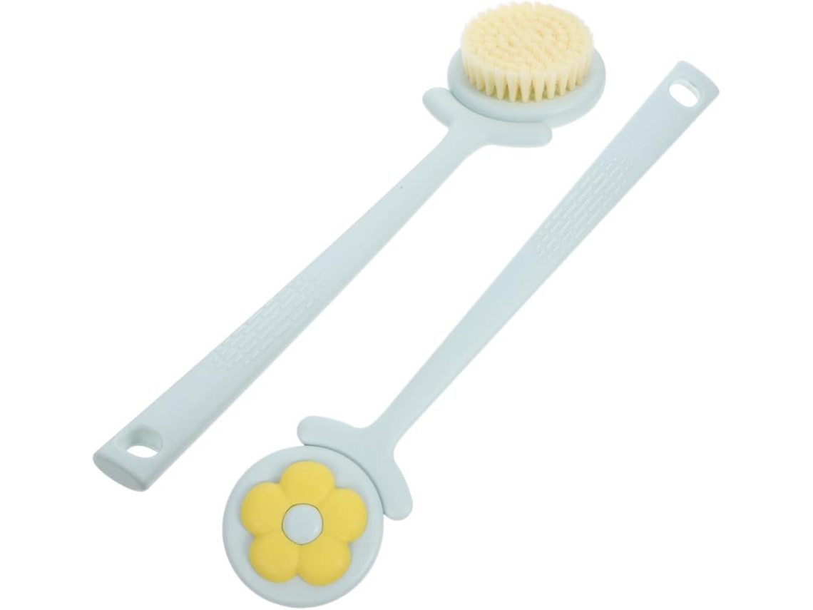 Conjunto De 2 Escovas Banho Esfoliantes Baluue Com Cabo Longo, Cerdas Macias De Nylon, Formato De Flor, Escova Para As
