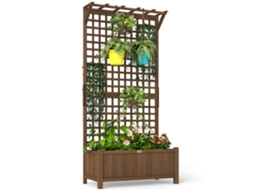 Vaso de Jardim com Treliça para Plantas Trepadeiras em Madeira de Abeto 90x45x183cm S/MARCA