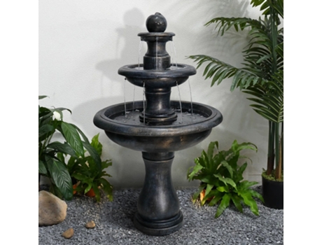Fonte De Concreto Moderna De 115 Cm De Altura Para Uso Externo Com Bomba Submersível Elétrica Hvorstur
