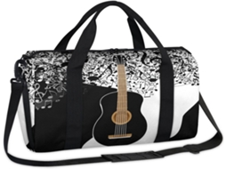 Bolsa Esportiva em Formato de Guitarra com Notas Musicais 45 X 21 5 X 23 Cm Tecido de Poliéste Estampa Pa Form