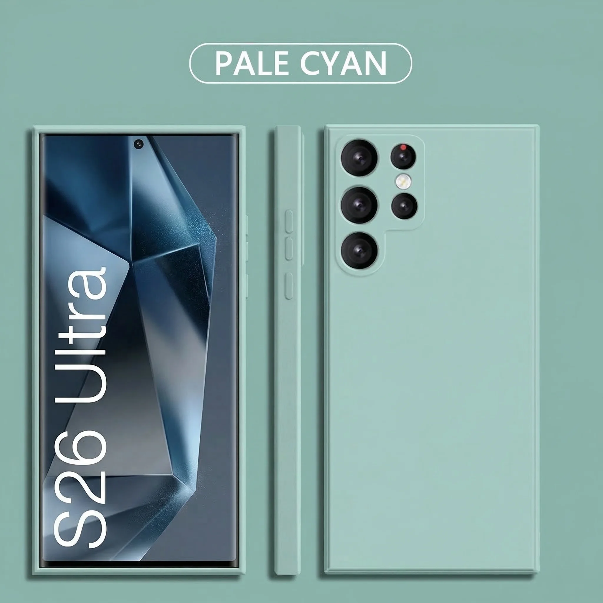 Capa Líquida Quadrada Para Samsung (galaxy S25 Verde Claro) Com Proteção Para A Câmera.
