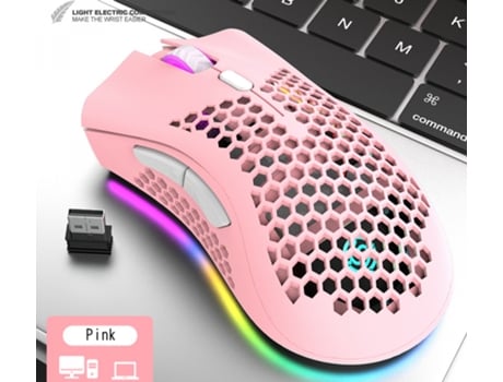Viper Bm600 Leve Buraco Oco Carregando Jogo De Mouse Sem Fio Brilhante Computador Rgb Rosa