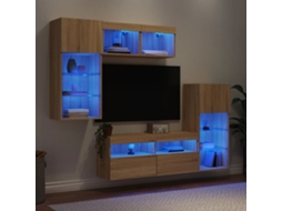 Vidaxl 5pcs Móveis Parede P/ Tv C/ Leds Deriv. Madeira Carvalho Sonoma