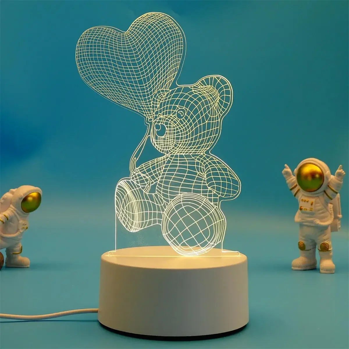 Luminária Noturna Led Usb 3d em Acrílico , Ideal para Decoração de Casa e Quarto. MDUG (3 Cores)