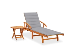Vidaxl Espreguiçadeira De Jardim Com Mesa E Almofadão Acácia Maciça