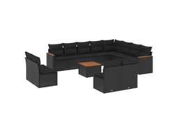 Garden Sofa Set, Garden Sofa Sets Vidaxl Preto Rattan / Vime (n/a)