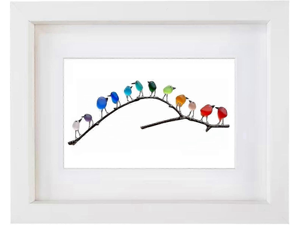 Decoração De Parede Com Pássaros Coloridos Em Vidro Do Mar, Ideal Para Presente De Natal E Outras Ocasiões.