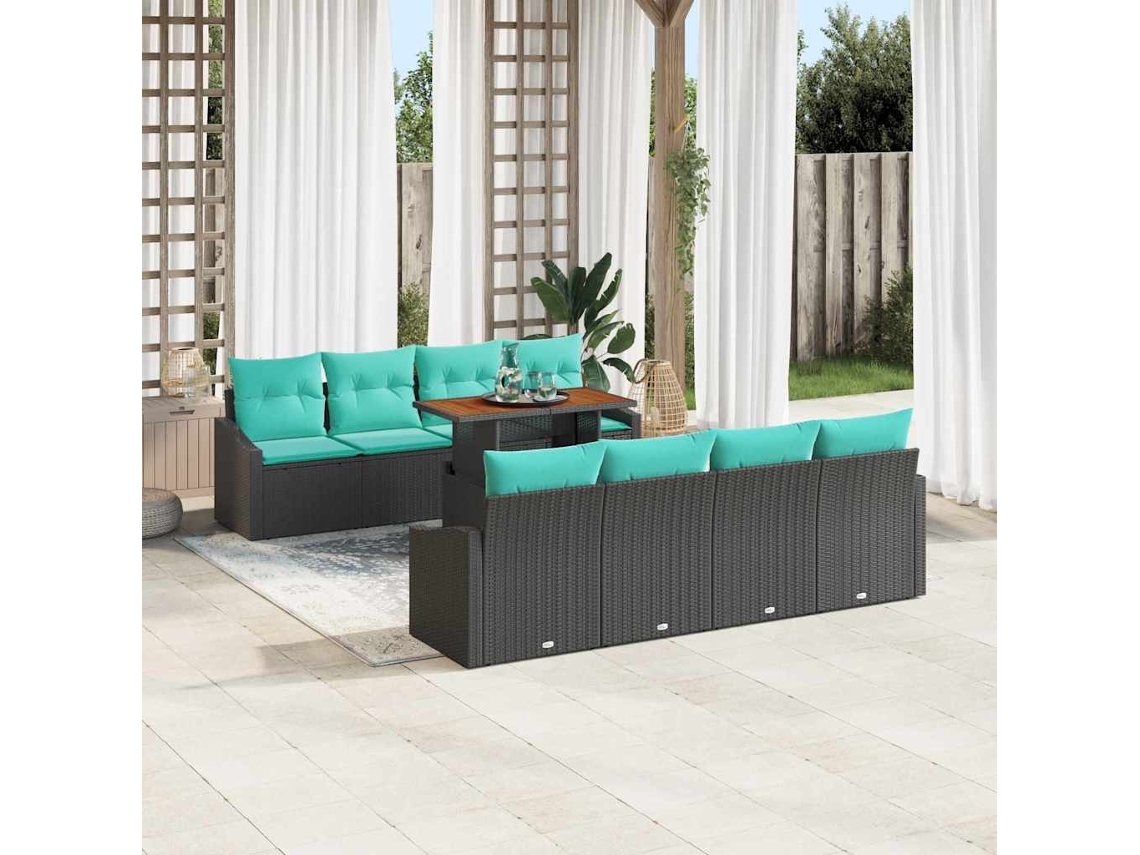 Vidaxl Conjunto De Sofá De Jardim 9 Unid. 8-número De Lugares