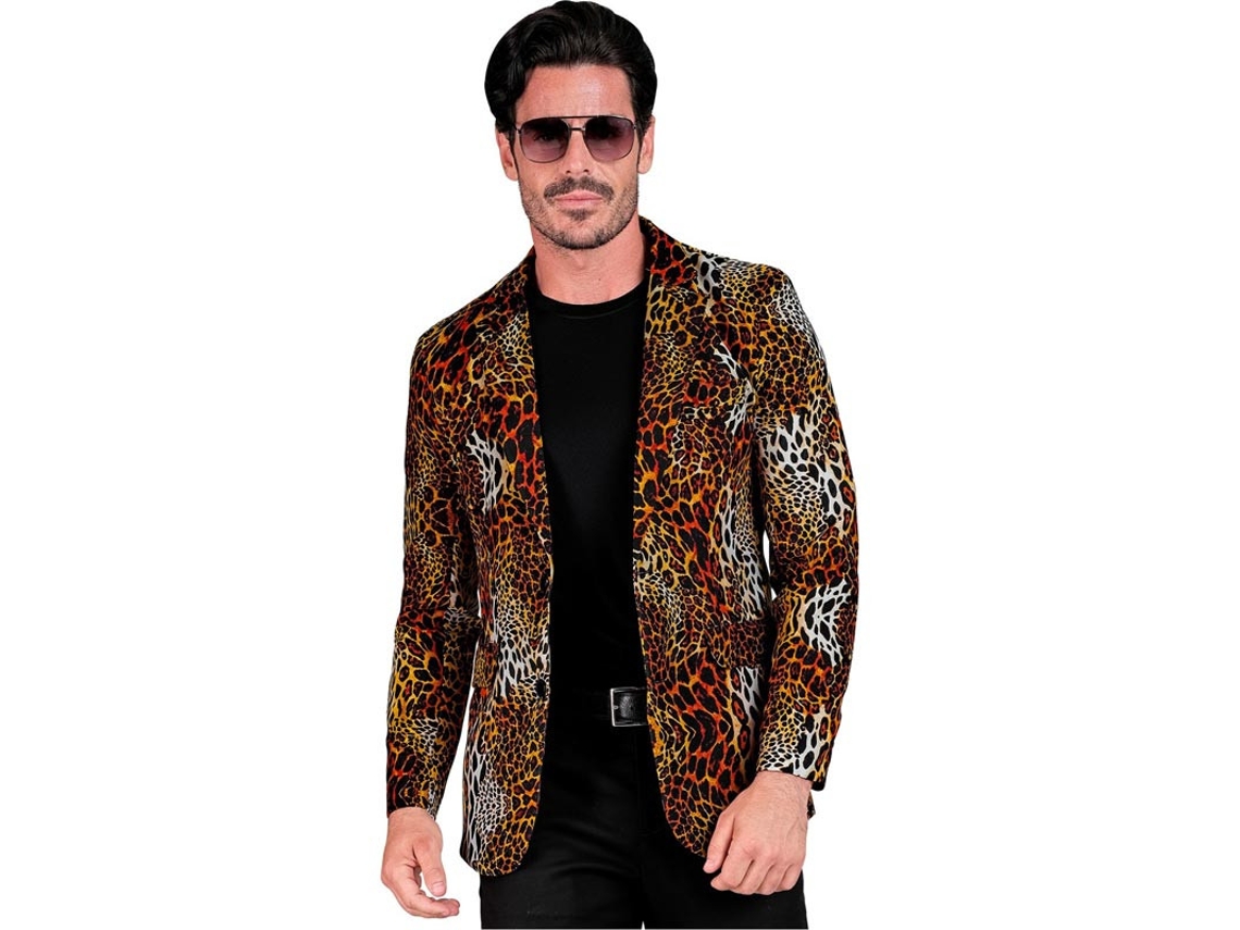 Fato de festa ou jaqueta com estampa animal de leopardo escuro para homem