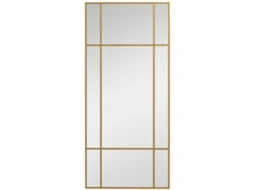 Espelho Retangular de Vidro Janela, Horizontal Ou Vertical com 4 Ganchos, em Metal Banhado A 110x50 Cm Ouro