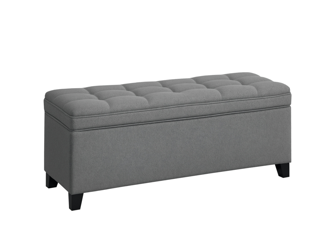 Banco de Armazenamento com 2 Dobradiças de Segurança com Tampa Reversível para Quarto e Sala de Estar, 120x40x48 Cm Cinza Escuro Ge
