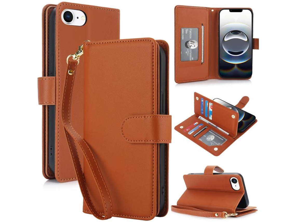 Capa Carteira De Couro Para Iphone 17e - Com Rfid - Para Vários Cartões