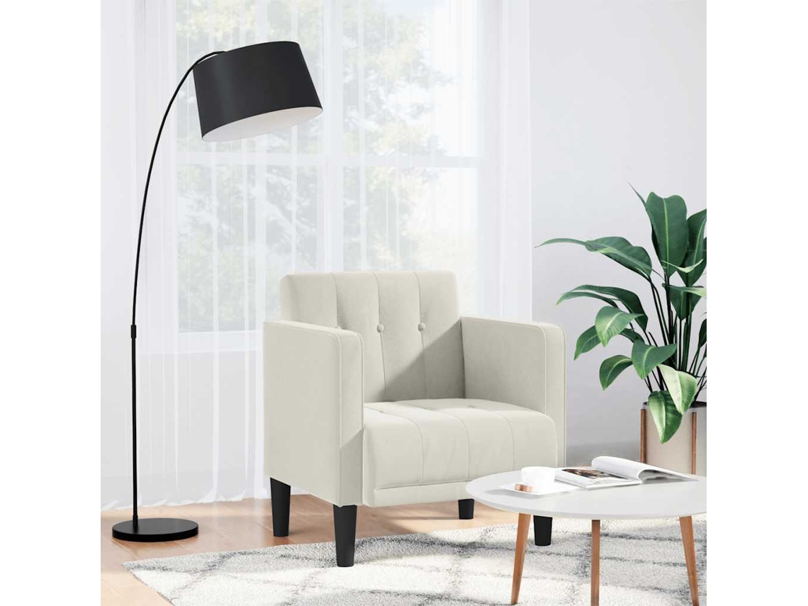 Vidaxl Poltrona Com Apoio De Braços 53 Cm Veludo Creme