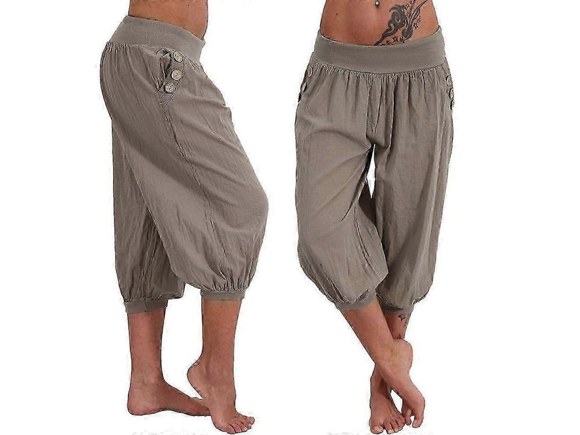 Calcinha Casual De Algodão E Linho Com Rótulo, Lavagem À Mão Fria, Tamanhos S A 5xl Cinza