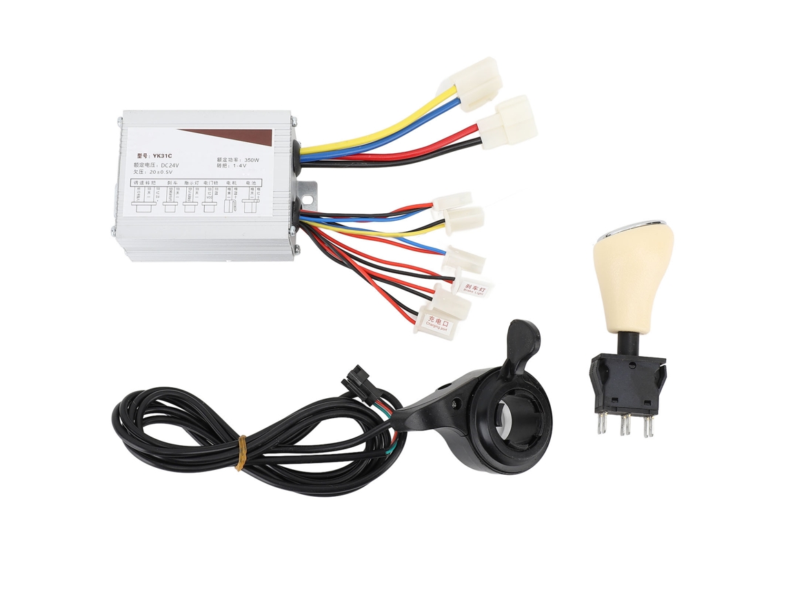 Kit Controle De Bicicleta Elétrica 24v 350w Com Acelerador De Polegar E Chave Reversa Para Triciclo E Motocicleta
