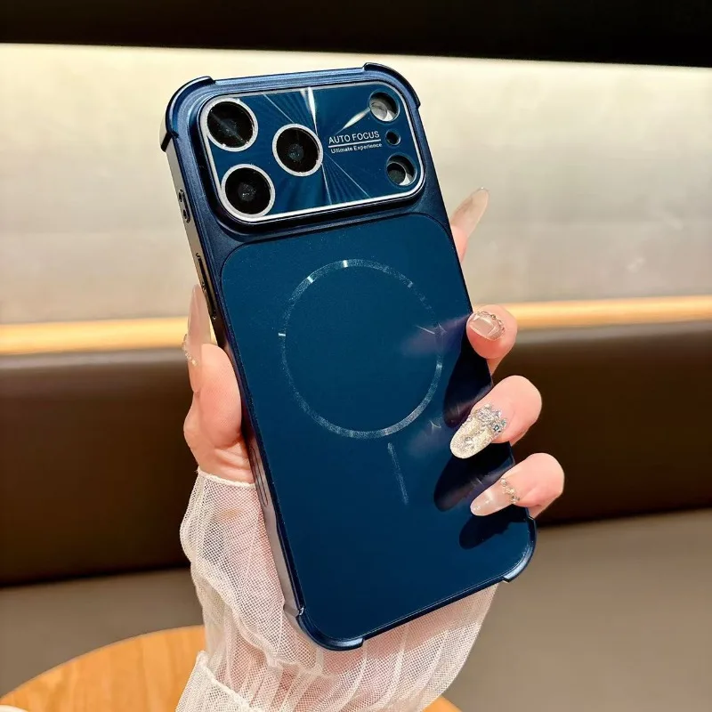 (azul 13) Capa Para Celular Com Carregamento Sem Fio, Vidro Fosco À Prova De Choque