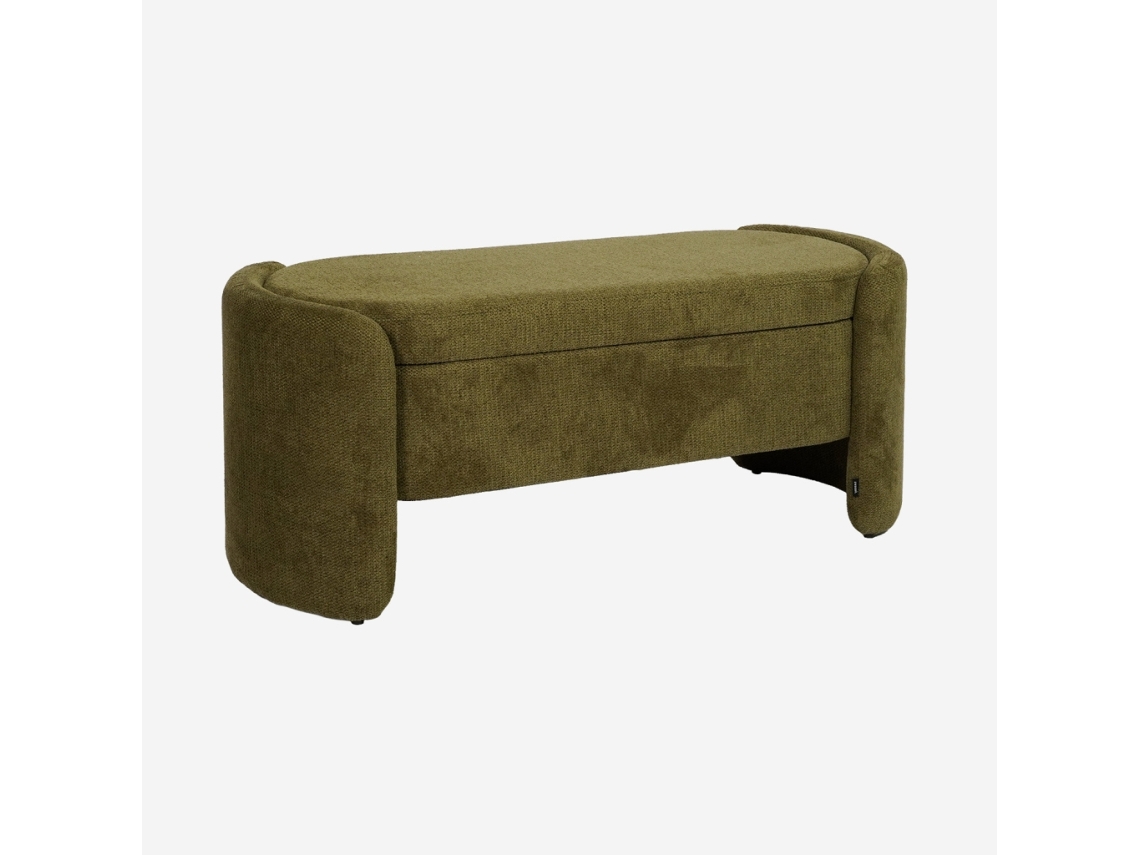 Banco Baú, Final De Cama Contemporâneo Em Tecido, Verde Caqui Sweeek