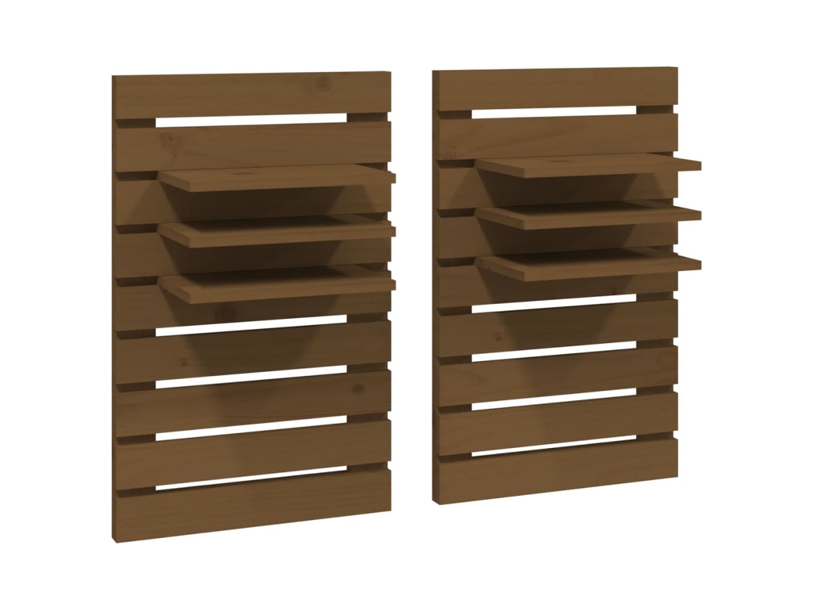 Wall-mounted Bedside Shelf, Wall-mounted Bedside Shelves Vidaxl Marrom Madeira De Pinho (n/a)