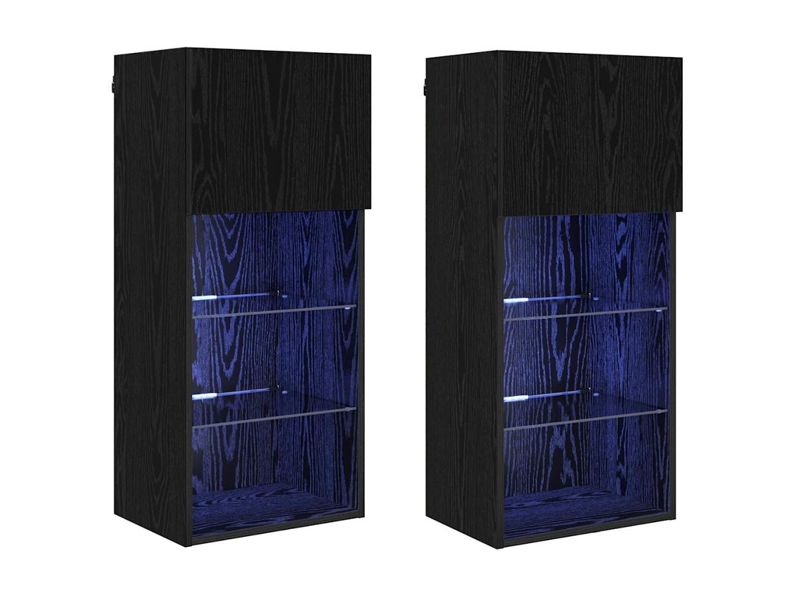 Conjunto 2 Unidades De Armazenamento Vidaxl Preto Derivados De Madeira (40,5 X 30 X 90 Cm)