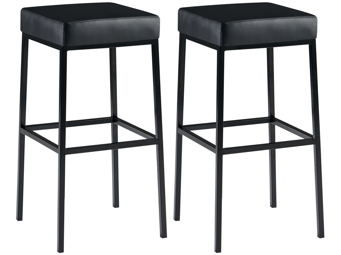Conjunto de 2 bancos de bar Montreal 80 em imitação de pele preto/preto CLP