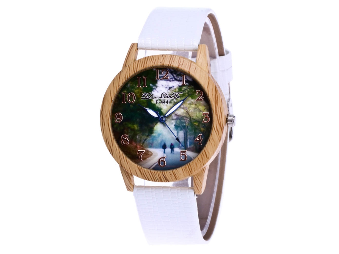 Reloj De Pulsera De Aleación Con Dial Redondo Analógico Cuarzo Para Mujer Y Hombre Blanco