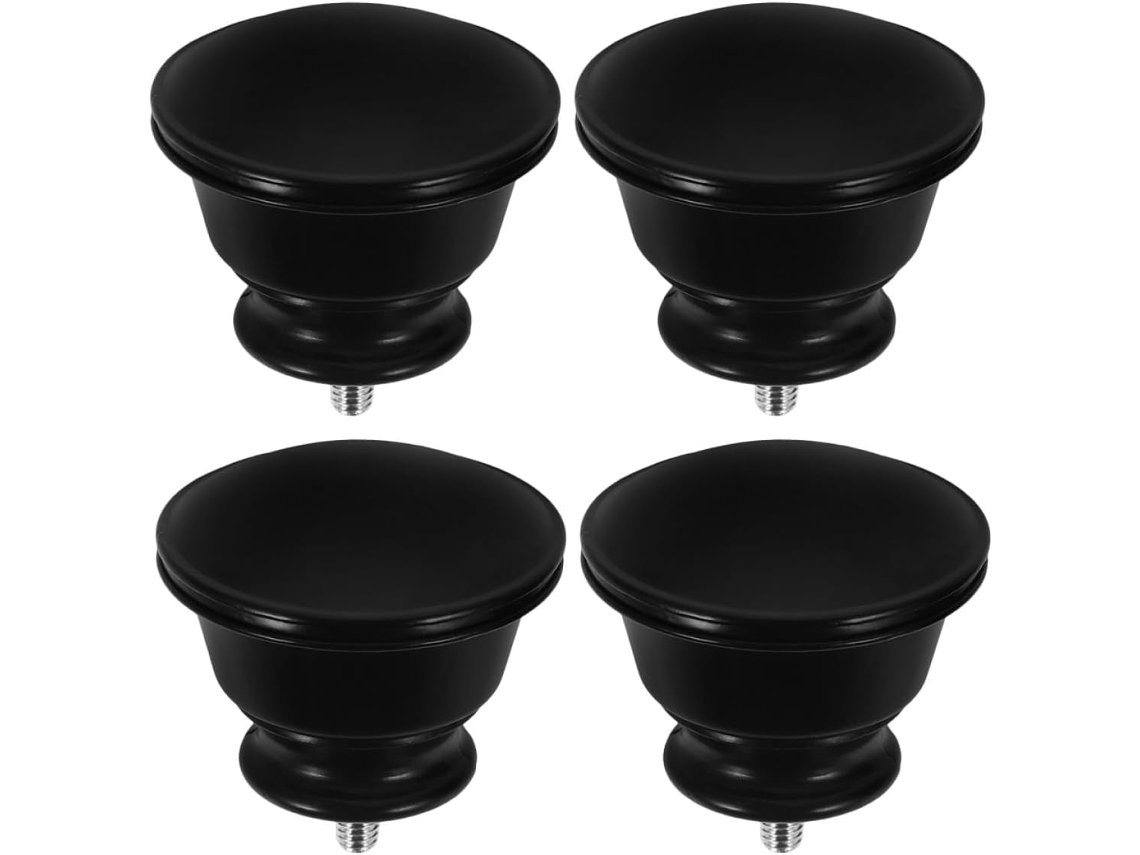 Ponteiras Para Varão De Cortina, 16 Mm, Pretas, Conjunto De 4 Peças. Acessório Decorativo Ponteiras Para Varão De Cortina, 16 Mm, Preta