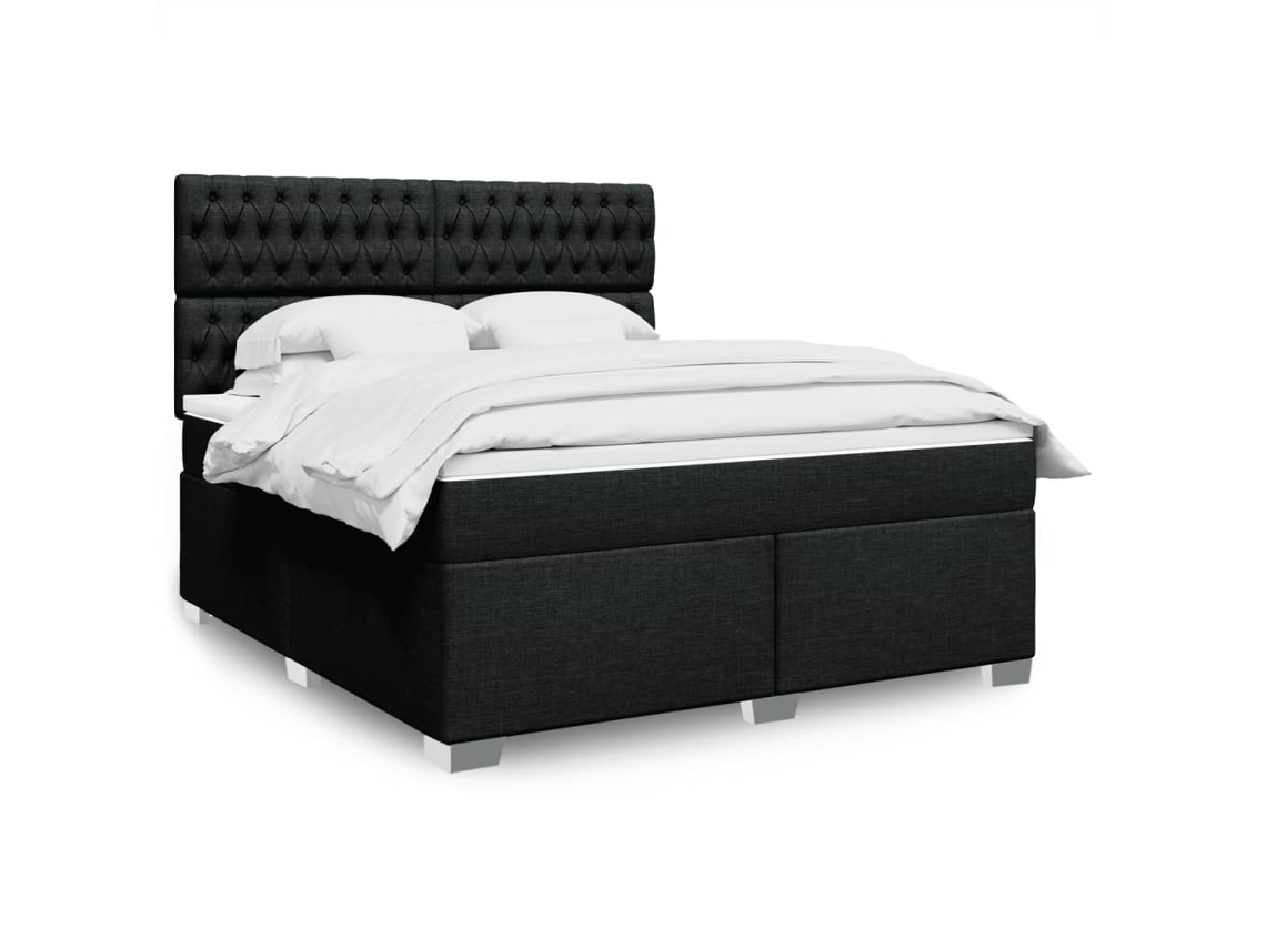 Vidaxl Cama Com Molas/colchão 180x200 Cm Tecido Preto