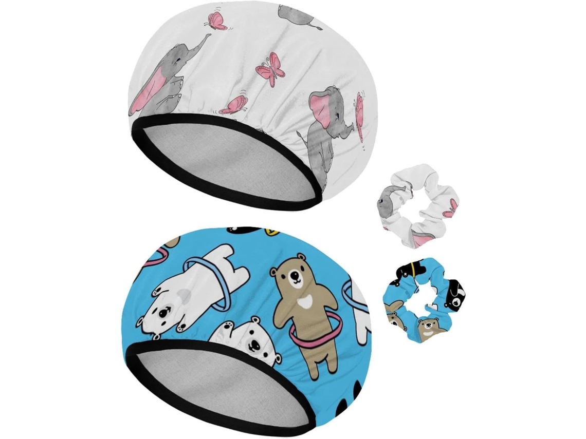 Conjunto De 2 Toucas Banho Reutilizáveis Com Elástico Para Prender, Para Mulheres Touca De Banho Elástica E Impermeável