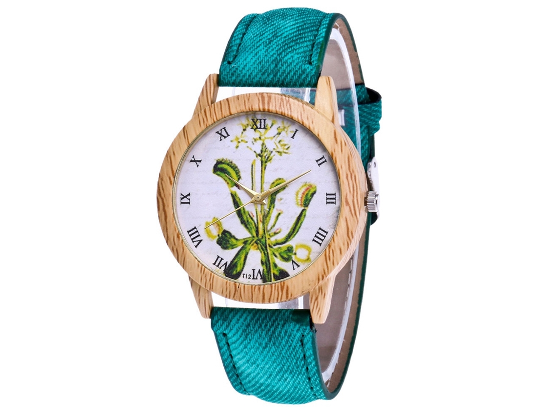 Relógio de Pulso Casal Casual com Pulseira de Jeans de Quartzo Simple Pattern (verde)