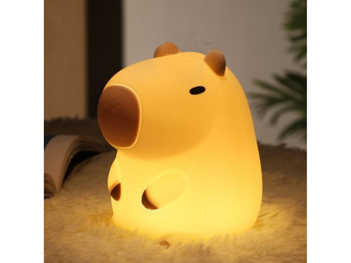 Luminária Noturna de Silicone em Formato Capivara, Sensível Ao Toque, Alimentada por Usb BRILVIBERA