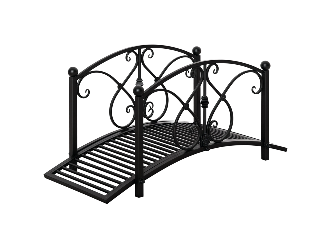 Ponte Decorativa Para Jardim E Lago Com Corrimão Preta