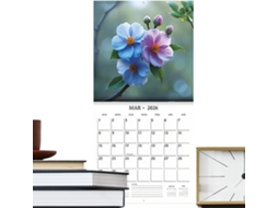 Calendário de Parede Mensal 2026, 30 Cm com Organizador Calendários Materiais e CHABERLU